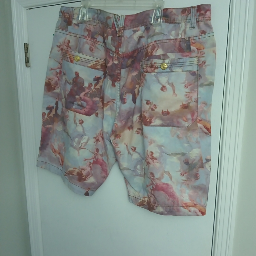 Vintage Y2K Baggy Skater 8732 Jeans Hip Hop Colorful Art Print Shorts Size 46